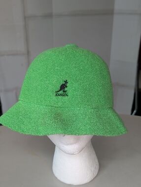 Kangol Neon Green Terry Bucket Hat w/ Embroidered Logo Sz Large Colorful Unisex